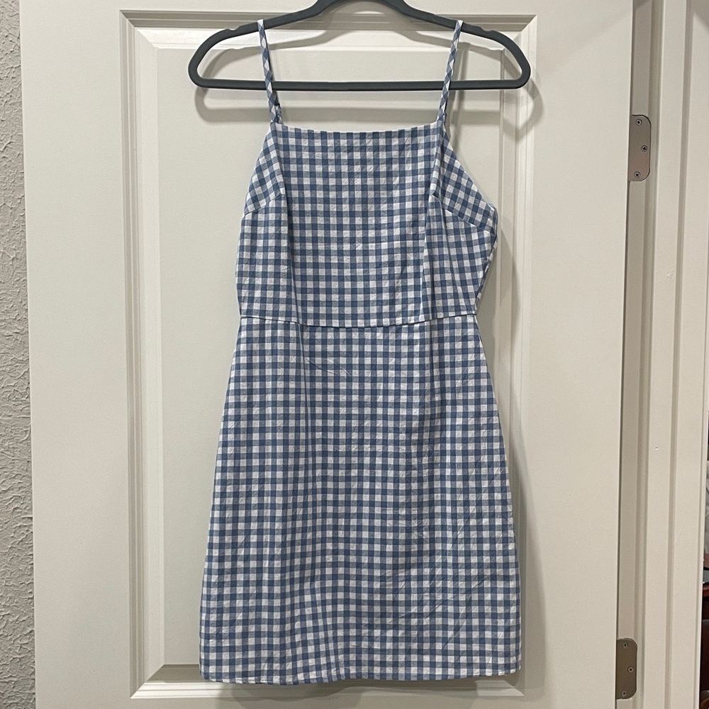 Em & Elle Boutique Women’s Blue Gingham Spaghetti Strap Dress